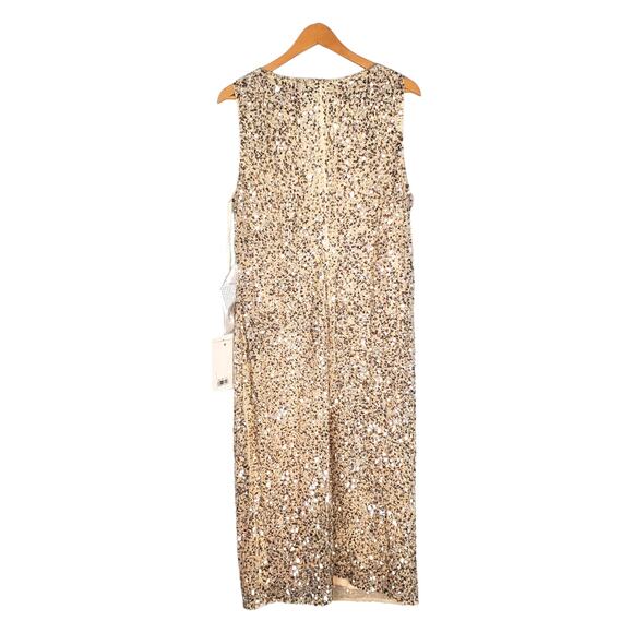 Mac Duggal 5526 Sleeveless Sequined Midi Cocktail Dress Rosewood Cream Size 14 - Picture 4 of 12